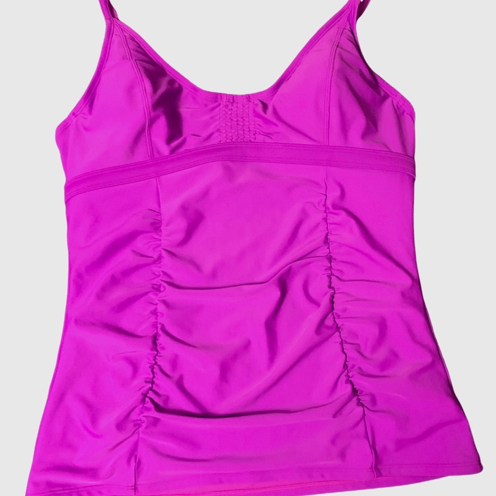 Athleta Tankini Top Ruched Front Adjustable Straps Fuschia Sz 38 B / C